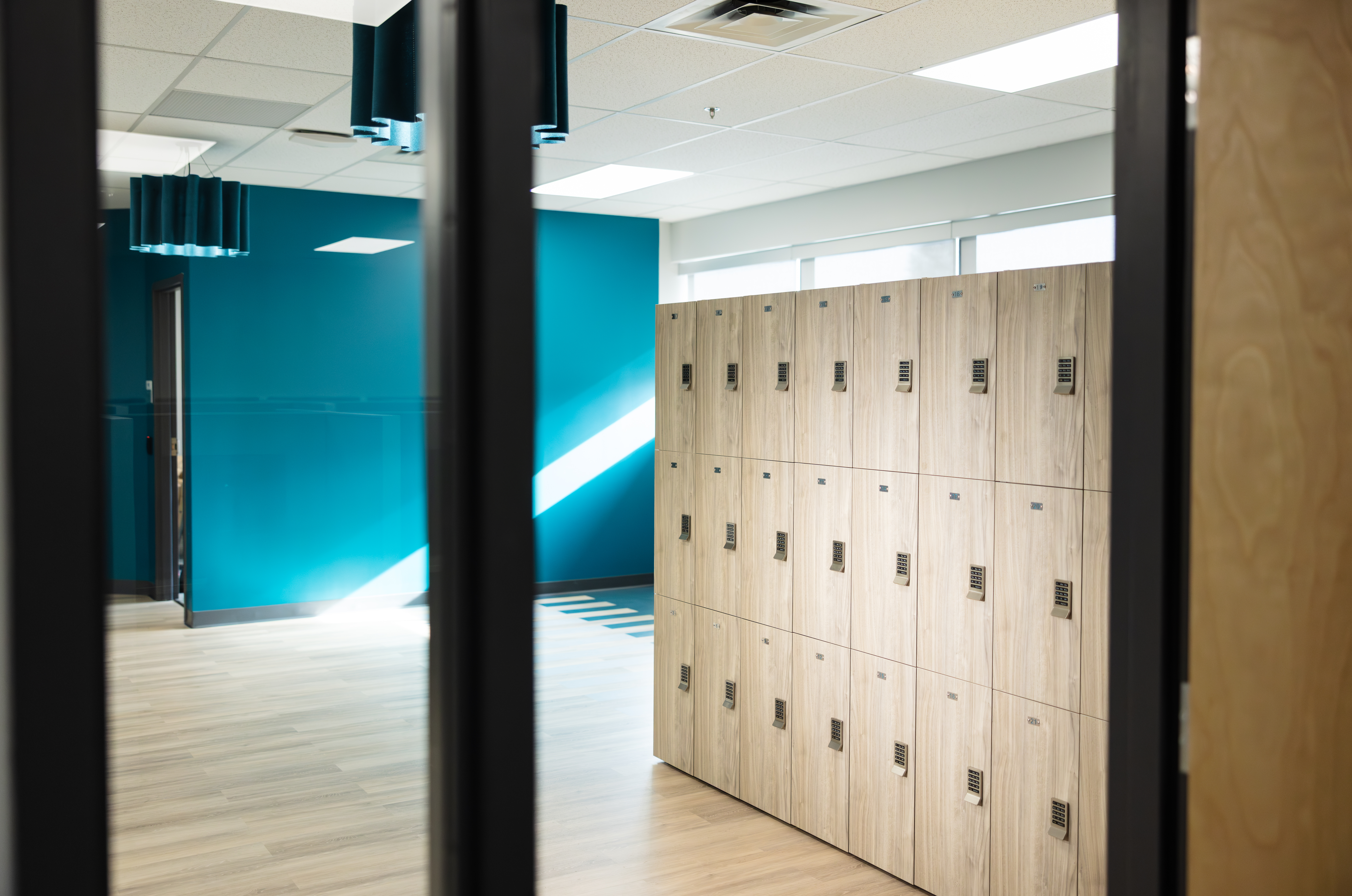 rows of lockers.