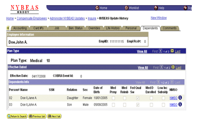 Dependents Tab