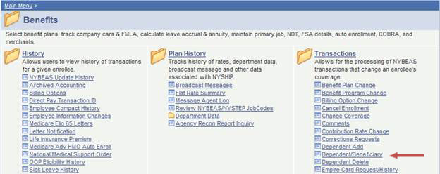 Dependent/Beneficiary file location