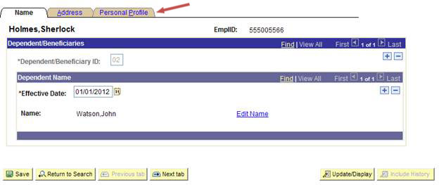 Select the Personal Profile tab