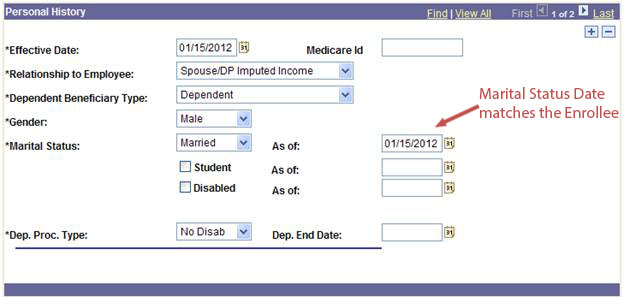 Marital Status date