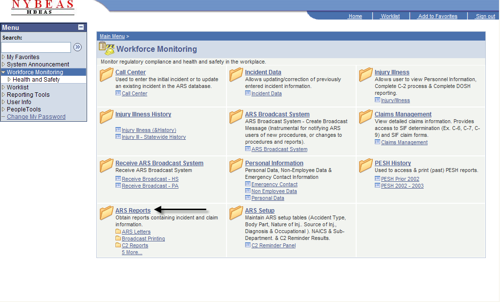 Workforce Monitoring screen showing different folders