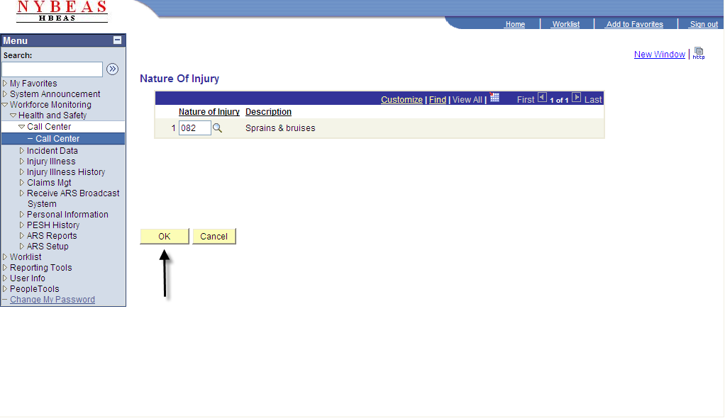 Call Center - Injury Detail - Nature of Injury OK