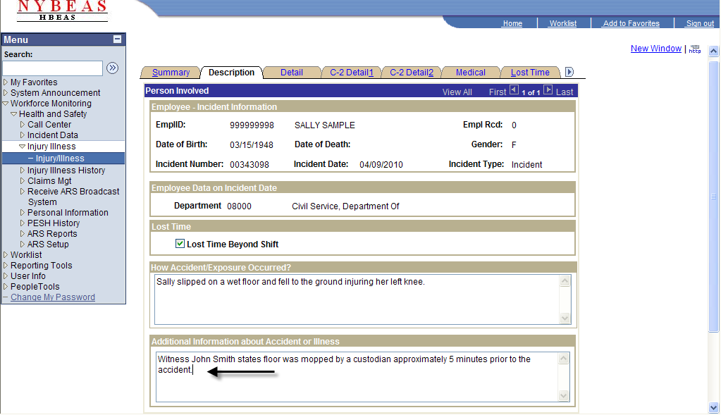 Injury Illness - Description - Additional Info