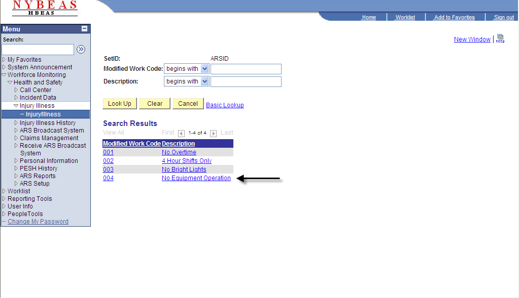 Injury Illness - Lost Time - Modified Duties Description